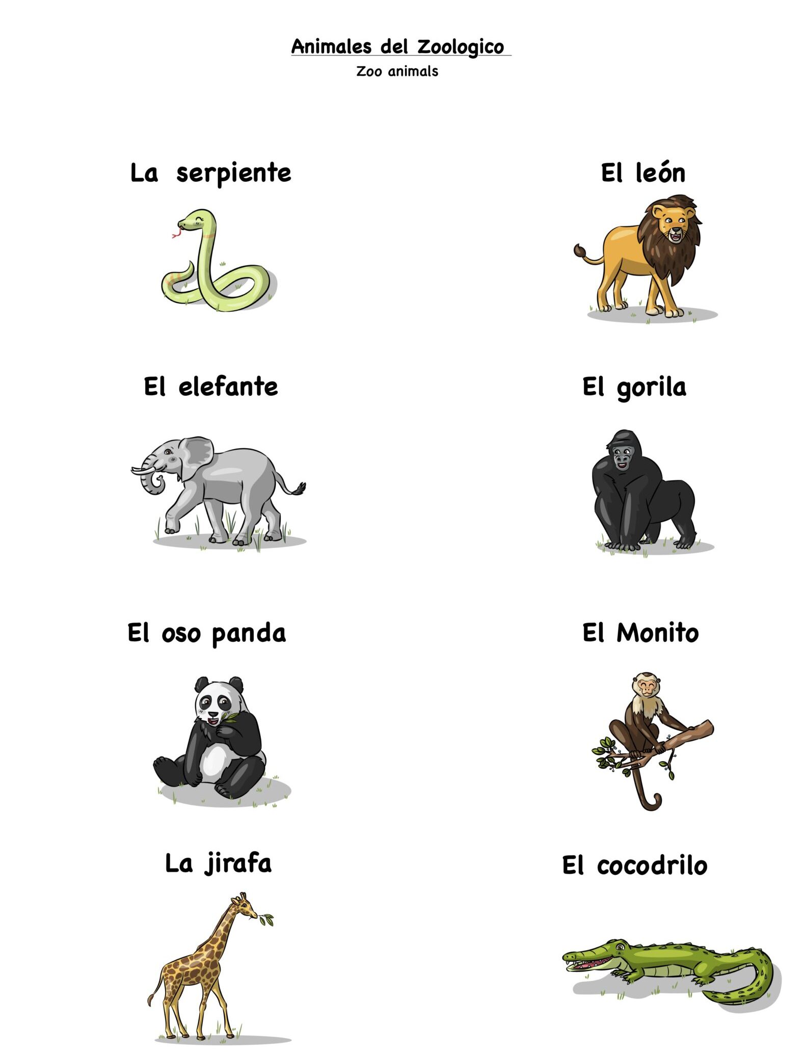 How Do You Say Zoo Animals In Spanish